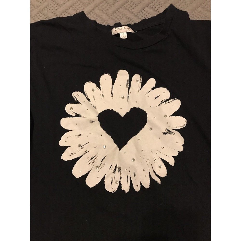 Olsenboye Black White Daisy Sequin Y2K Crop Top Cotton Size Medium - Picture 6 of 9